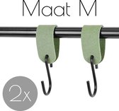 2x Leren S-haak hangers - Handles and more® | SUEDE JADE - maat M (Leren S-haken - S haken - handdoekkaakje - kapstokhaak - ophanghaken)