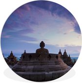 Borobudur au lever du soleil en Indonésie Assiette en plastique cercle mural ⌀ 90 cm - impression photo sur cercle mural / cercle vivant (décoration murale)