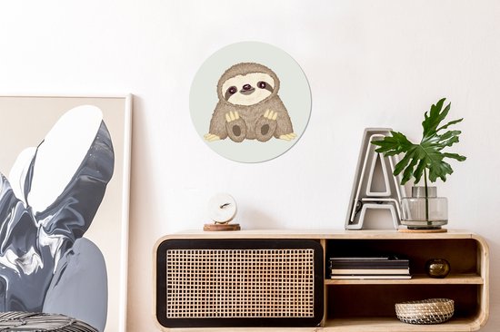 Illustration pour enfants d'une assiette en plastique cercle mural Happy Sloth ⌀ 30 cm - impression photo sur cercle mural / cercle vivant (décoration murale)