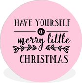 Citation de Noël Ayez un joyeux petit Noël sur fond rose Assiette en plastique cercle mural - ⌀ 30 cm - peinture ronde - impression photo sur cercle mural en plastique (forex) / cercle vivant / (décoration murale)