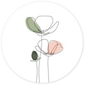 Muurcirkel - wandcirkel - bloemen - klaprozen - tuin - Dibond - lineart - tuincirkel - ⌀ 25 cm - wanddecoratie - ronde schilderijen - buiten - wallcircle - Coszy