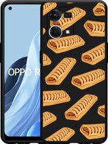 Oppo Reno7 Hoesje Zwart Frikandelbroodjes - Designed by Cazy