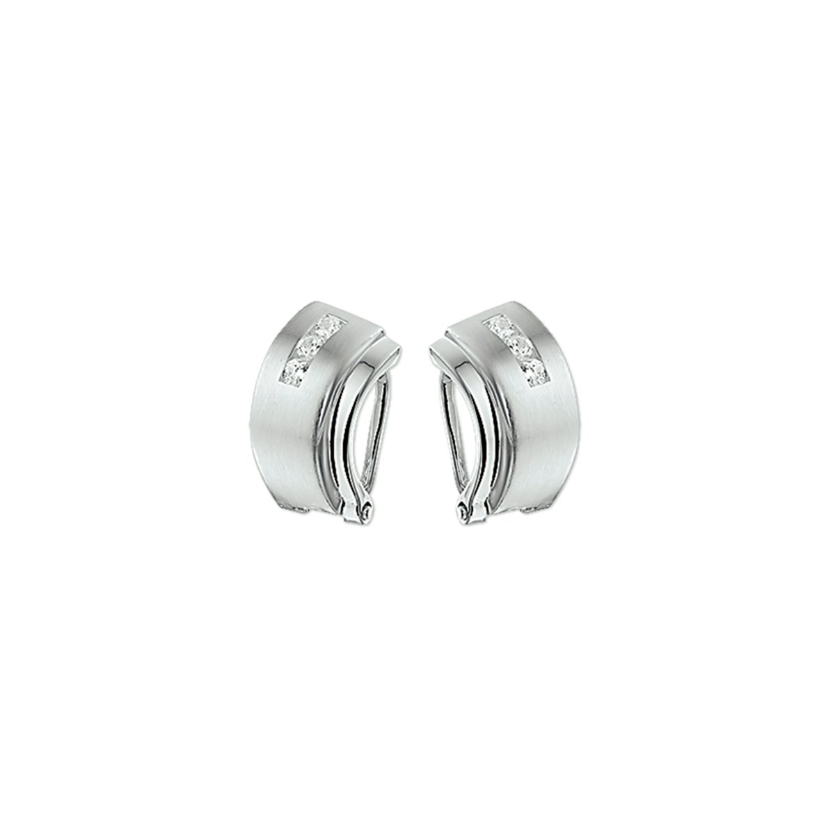 The Jewelry Collection Oorclips Zirkonia Poli/mat - Zilver