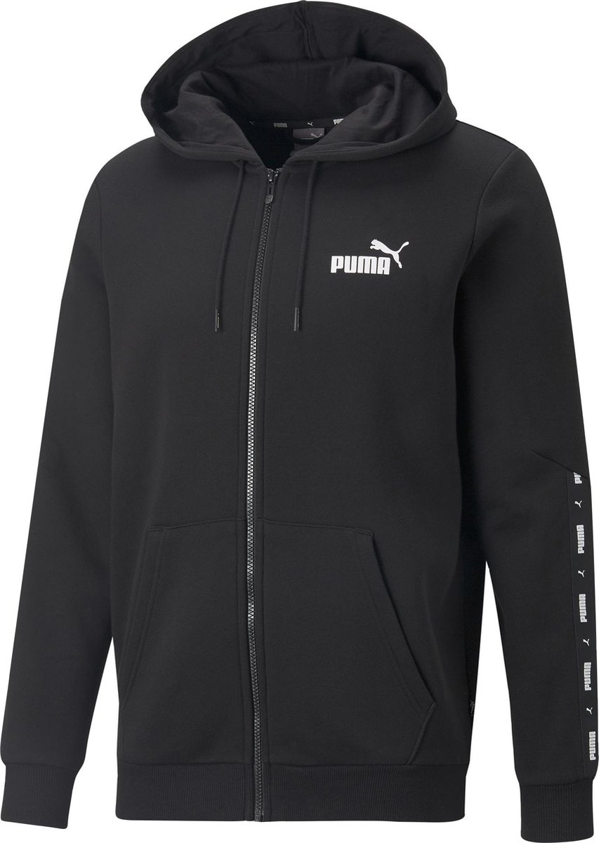 PUMA ESS+ Tape Full-Zip Hoodie FL Heren Trui Zwart