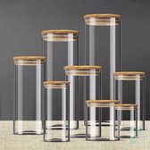 ZijTak - Voorraadpotten - Set - 8 stuks - Transparant - Glas - Bamboe - Hoogwaardig