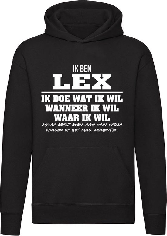 Lex | verjaardagkado | verjaardag kado | cadeau | grappig | jarig | Unisex | Trui | Sweater | Hoodie | Capuchon | Zwart