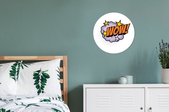 Cercle mural - Cercle mural à l'intérieur - Bulle de dialogue violette ''wow!'' sur fond blanc - ⌀ 30 cm - Décoration murale - Peintures Ronds