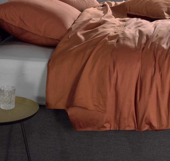 ZO! Home Satinado katoen/satijn laken oranje - 160x290 - luxe uitstraling - hoge draaddichtheid