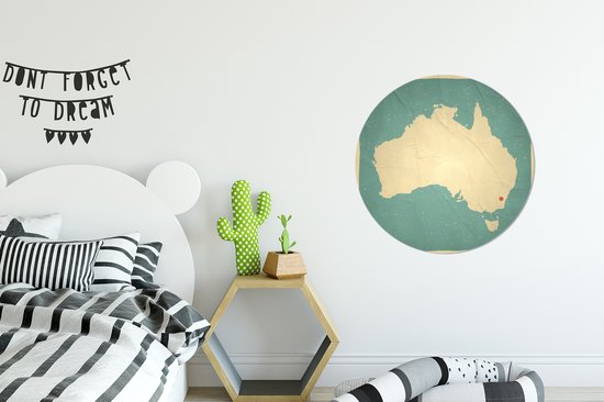 illustration d'une carte de l'Australie et de Canberra Assiette en plastique cercle mural ⌀ 60 cm - impression photo sur cercle mural / cercle vivant (décoration murale)