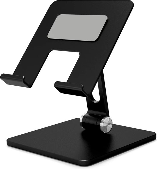 Serve Tablet Houder XL Opvouwbaar - Extra Stevig & Stabiel - Zwarte Inklapbare Standaard voor Tafel of Bureau - Zwart