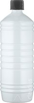 Lege Plastic Fles 1 liter PET wit - met zwarte ribbeldop - set van 10 stuks - Navulbaar - Leeg