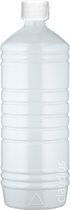 Lege Plastic Fles 1 liter PET wit - met witte ribbel dop - set van 10 stuks - Navulbaar - Leeg