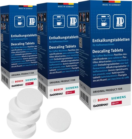 Bosch/Siemens - Ontkalkingstabletten - Voor koffiemachine - Voor waterkoker - Entkalkungstabletten - 18 Tabletten