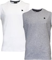 T-shirt Donnay - Lot de 2 - Débardeur - Chemise de sport - Homme - Taille 4XL - Wit et gris chiné