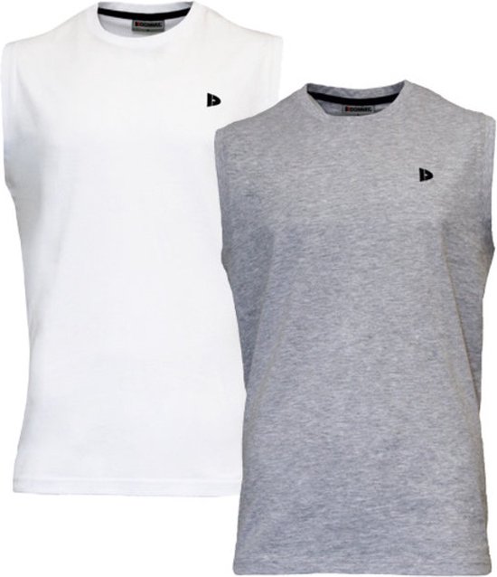2-Pack Donnay T-shirt zonder mouw - Sportshirt - Heren - White/Grey marl - maat 4XL