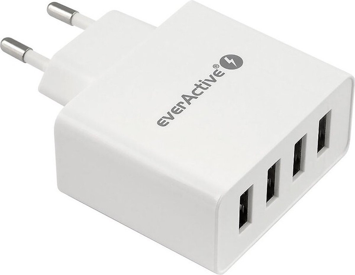 Everactive Sc-400 Wandlader Usb-Adapter Voor Telefoon En Tablet 4Xusb 5A