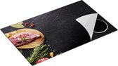 Chefcare Inductie Beschermer Vlees op een Marmeren Plaat - 85x50 cm - Afdekplaat Inductie - Kookplaat Beschermer - Inductie Mat