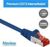Neview - 25 cm premium S/FTP patchkabel - CAT 6 - Blauw - Dubbele afscherming - (netwerkkabel/internetkabel)