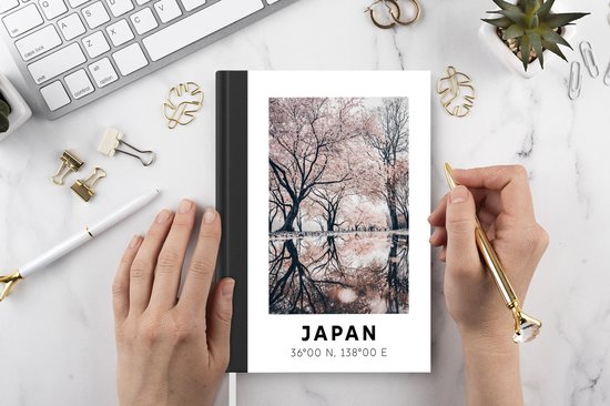 Carnet - Carnet d'écriture - Japon - Fleurs - Arbres - Carnet - Format A5 - Bloc-notes
