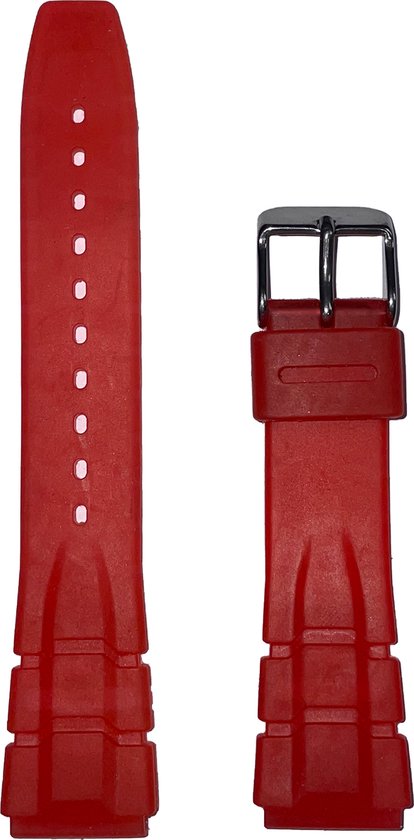 Bracelet de montre - 18 mm - Rouge - Bracelet silicone transparent - Boucle acier inoxydable