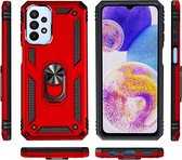 Hoesje Geschikt Voor Samsung Galaxy A23 5G Hoesje Armor Anti-shock Backcover Rood - Galaxy A23 4G - A23 5G Backcover kickstand Ring houder cover TPU backcover oTronica