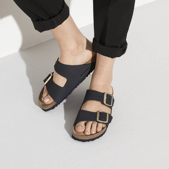 Birkenstock Arizona Dames Slippers Midnight Narrow-fit | Blauw | Nubuck |  Maat 40 | bol.com