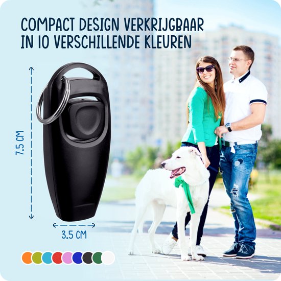 VEDIC® - Luxe clicker met fluit - Clickertraining voor Honden - Zwart - Bevestigingsring - - VEDIC