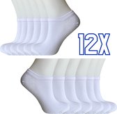 12x Bamboe Sneakersokken Naadloos - Unisex - 12 paar - Wit - Maat 35-41 - Bamboe 84% - Sokken