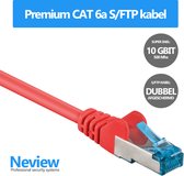 Neview - 25 cm premium S/FTP patchkabel - CAT 6a - 10 Gbit - 100% koper - Rood - Dubbele afscherming - (netwerkkabel/internetkabel)