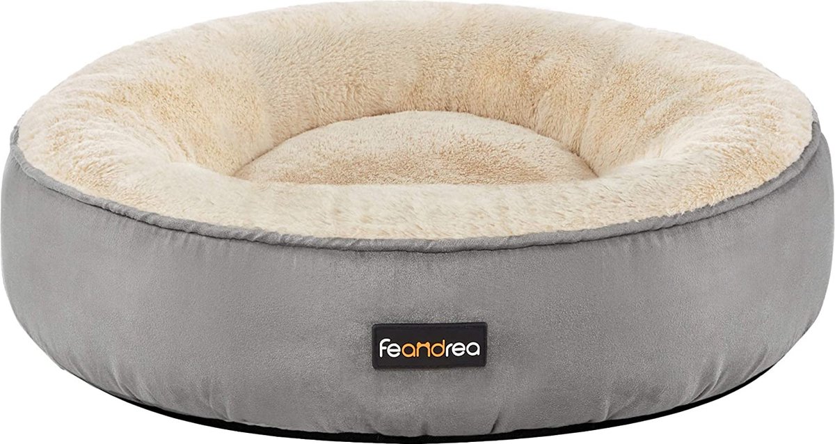 LUOJINYI Hondenbed, wollig, hondenkussen, rond, huisdierbed, donut, kattenbed, wasbaar met antislip bodem, voor grote, middelgrote en kleine honden, 50 cm, marineblauw