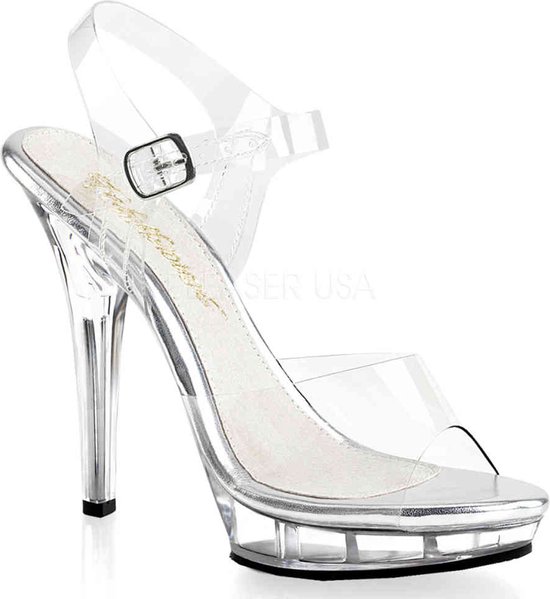 Fabulicious High Heels - 44 Shoes- LIP-108 US 13 Zwart/ Argent