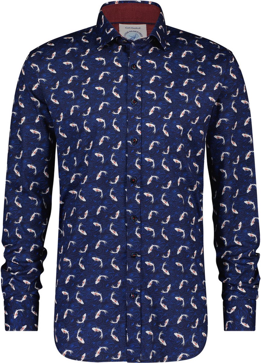 A fish Named Fred - Mannen - Shirt Koi Carp Blauw F Classics - Overhemd lange mouw – XL EU -