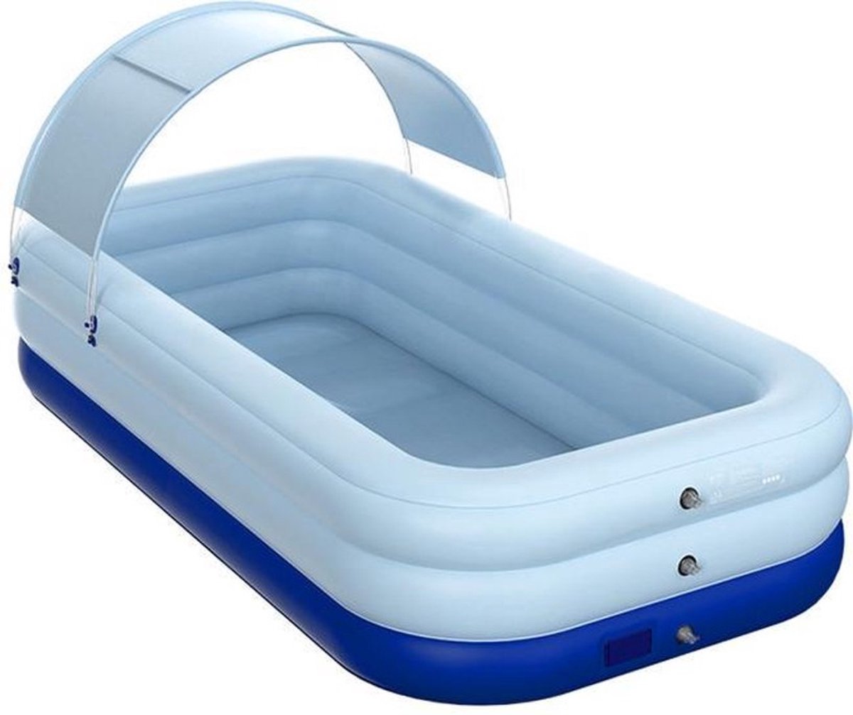Zwembad met ingebouwde luchtpomp - Blauw - 3 lagen - afneembare overkapping - geschikt voor kinderen en volwassenen