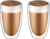 Krumble Latte Macchiato glas - Dubbelwandige glazen - Set van 2 - 400 ml - Koffieglazen - Theeglazen - Latte kopjes - Vaatwasser bestendig - 8,8 x 8,8 x 14,5 cm