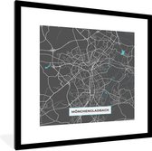 Fotolijst incl. Poster - Plattegrond – Mönchengladbach – Blauw – Stadskaart – Kaart - Duitsland - 40x40 cm - Posterlijst