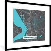 Fotolijst incl. Poster - Stadskaart – Bremerhaven – Duitsland – Plattegrond – Kaart - 40x40 cm - Posterlijst