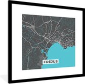 Cadre photo avec affiche - Fréjus - Carte - Plan - Plan de ville - France - 40x40 cm - Cadre pour affiche