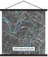 Porte-affiche avec affiche - Affiche scolaire - Saint-Germain-en-Laye - France - Carte - Plan de la ville - Plan - 90x90 cm - Lattes noires