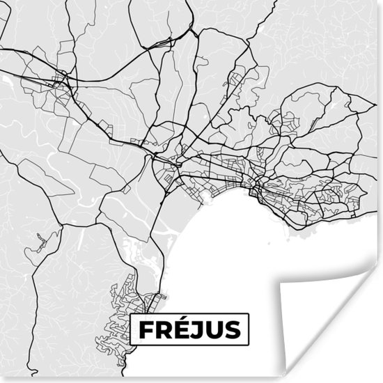 Affiche Plan de ville - France - Carte - Fréjus - Carte - 100x100 cm XXL