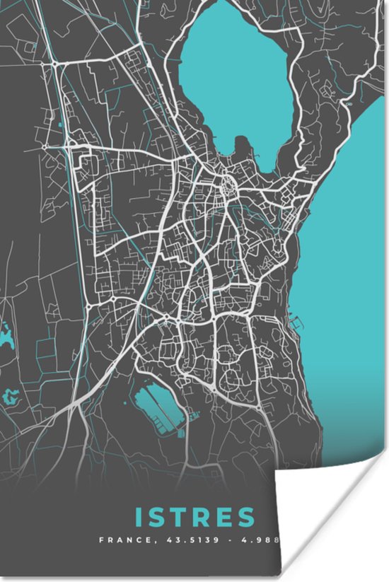 Affiche Istres - Carte - Plan - Plan de ville - France - 80x120 cm