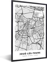Fotolijst incl. Poster - Kaart – Stadskaart – Joué-lès-Tours - Plattegrond – Frankrijk - 20x30 cm - Posterlijst