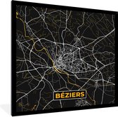 Fotolijst incl. Poster - Plattegrond – Béziers – Stadskaart – Kaart – Frankrijk - 40x40 cm - Posterlijst