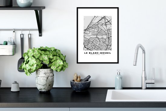 Cadre photo avec affiche - Plan de ville - France - Le Blanc-Mesnil - Carte - 30x40 cm - Cadre pour affiche