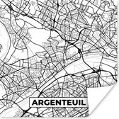Poster Plattegrond - Argenteuil - Kaart - Frankrijk - Stadskaart - Zwart wit - 100x100 cm XXL