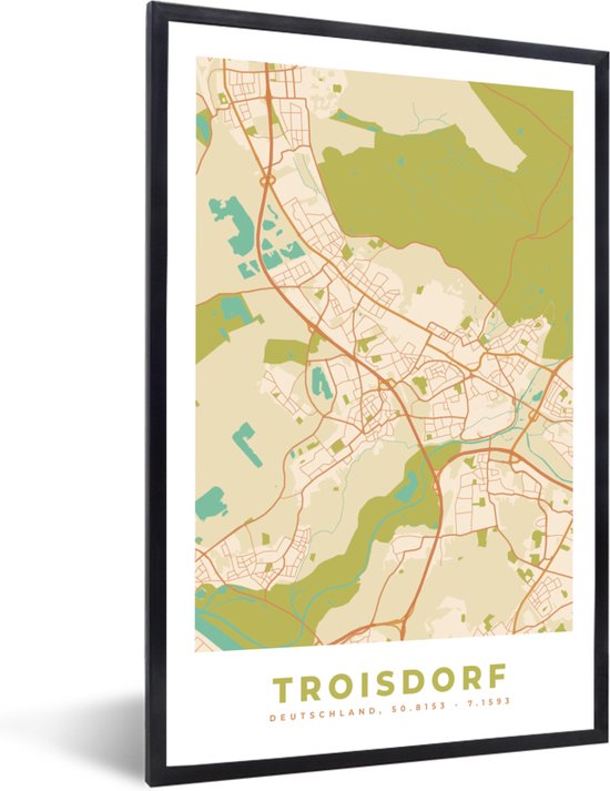 Fotolijst Incl Poster Troisdorf Plattegrond Kaart Vintage Stadskaart Bol