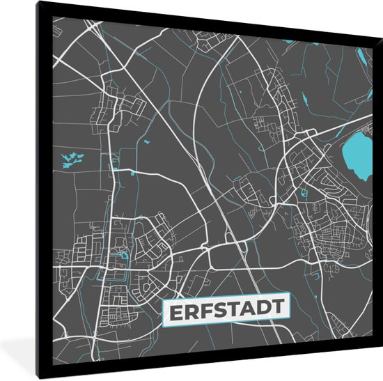 Fotolijst Incl Poster Duitsland Blauw Erfstadt Stadskaart Kaart Bol Com