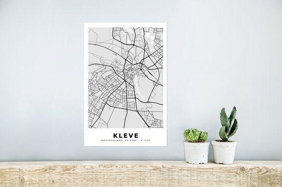 Affiche Allemagne - Clèves - Carte - Plan de la ville - Plan d'étage - 20x30 cm