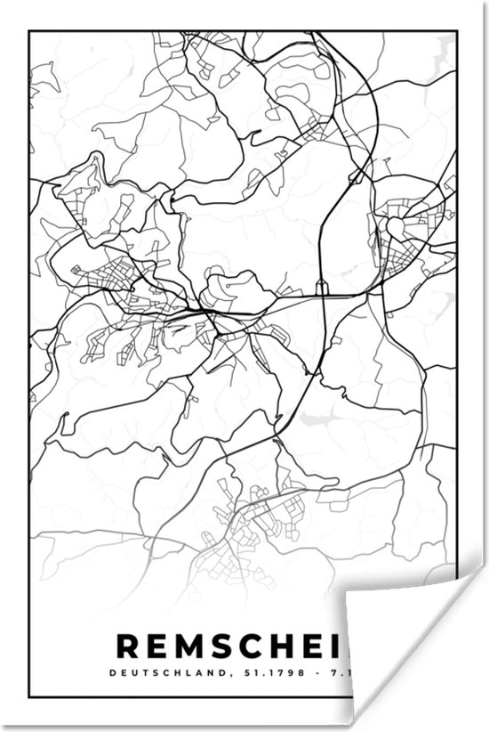 Poster Stadskaart - Remscheid - Plattegrond - Kaart