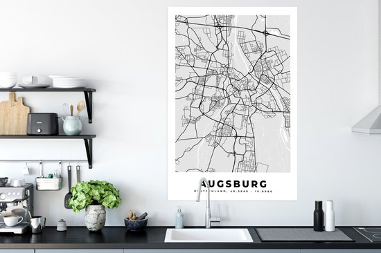 Poster Plan de la ville - Allemagne - Carte - Augsbourg - Carte - 80x120 cm