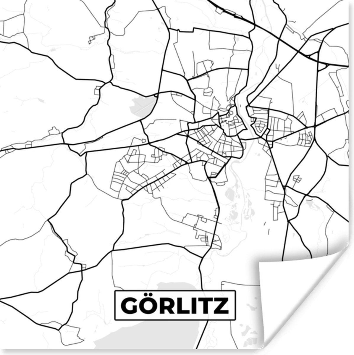 Poster Plattegrond - Görlitz - Kaart - Stadskaart - 30x30 cm